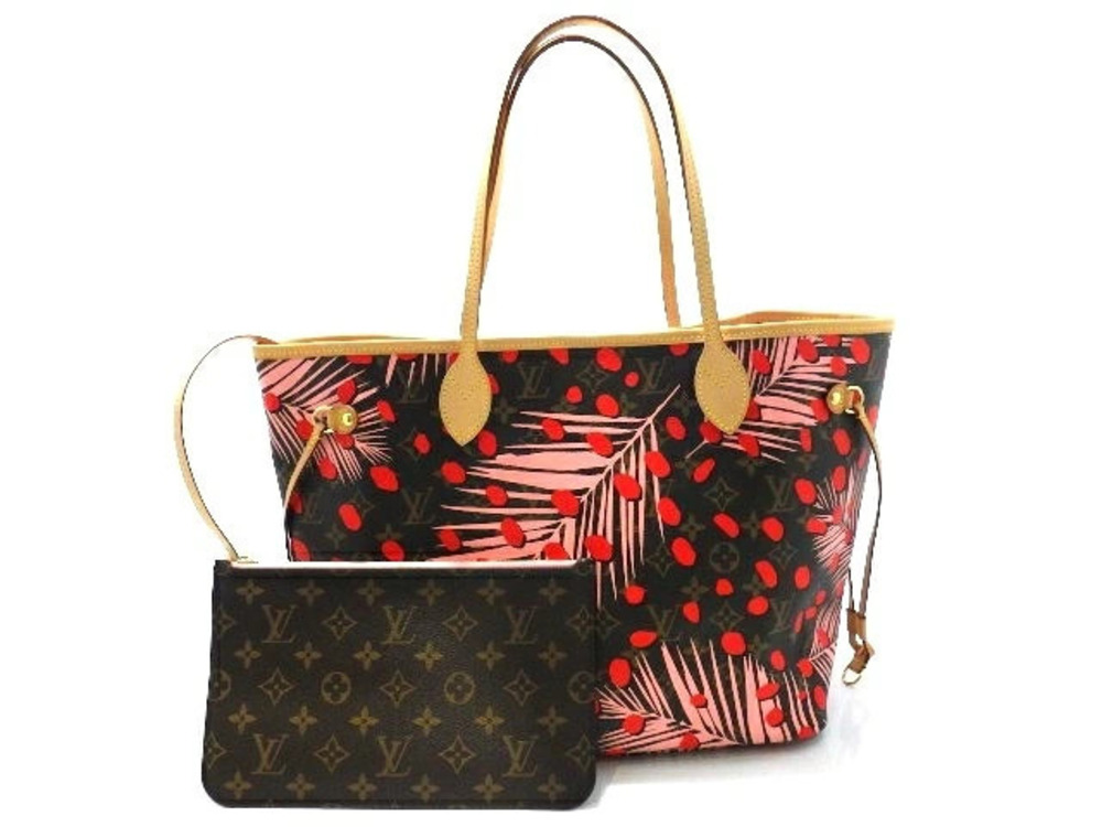 LOUIS VUITTON Neverfull Tote Bag Monogram Jungle Dot Poppy